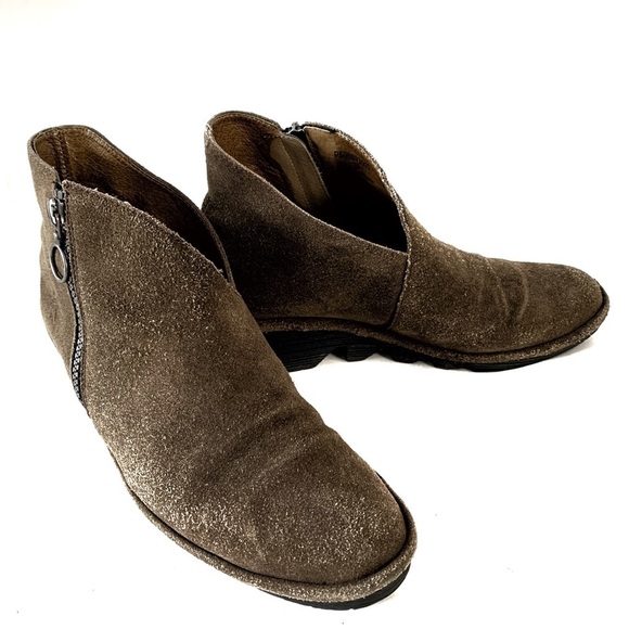Fly London Shoes | Fly London Womens Wezo Sludge Oil Brown Suede Poro Wedge Bootie Size 9 | Color: Brown | Size: 9 | Rgfreden's Closet